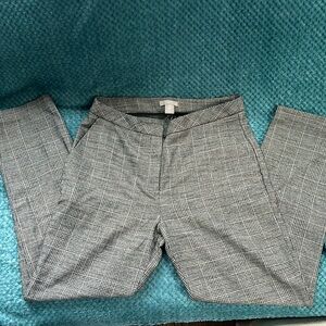 H&M Gray Plaid Straight Leg Pants